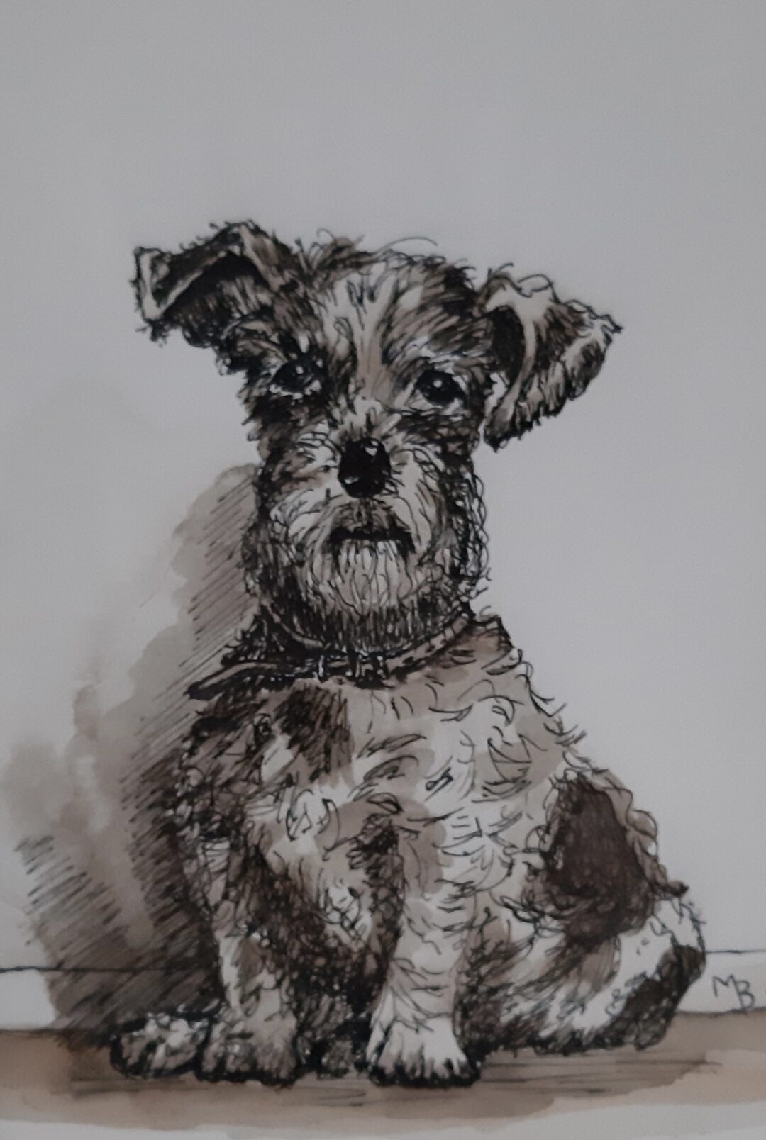 Hondje potlood en inkt